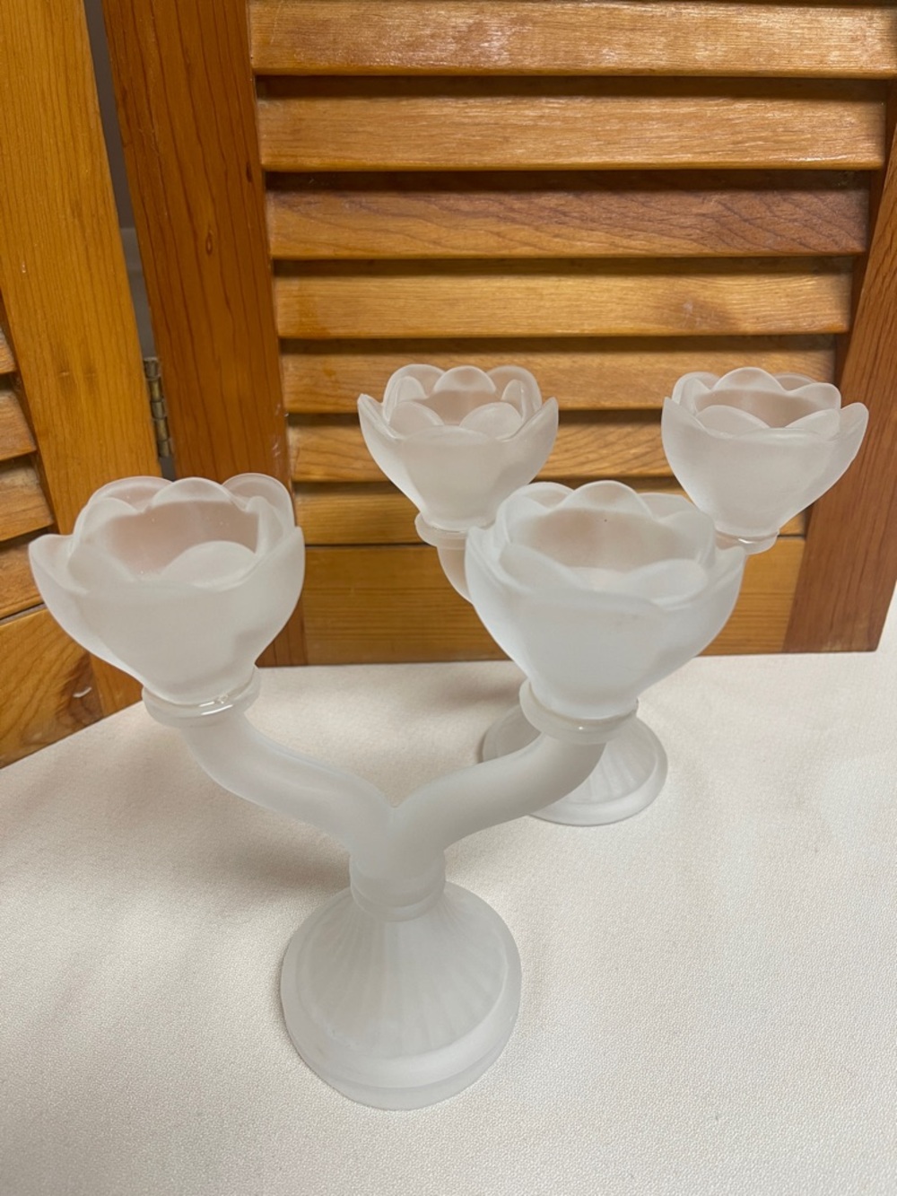 Vintage Frosted Glass Tulip Votive Candle Holder